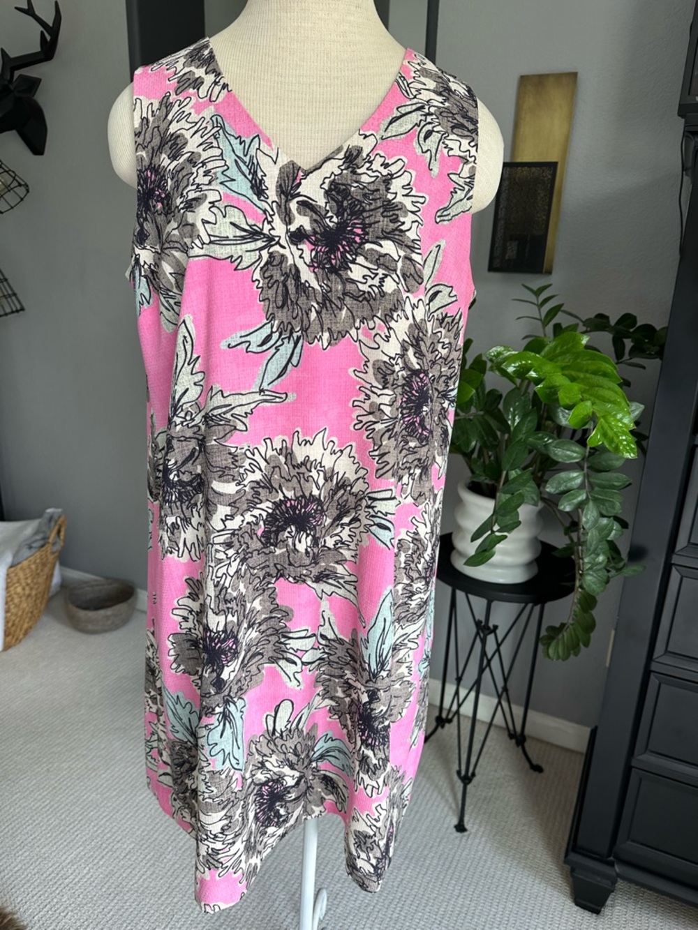 NIC+ZOE Sleeveless Pink Floral Shift Dress, size large - Picture 4 of 9